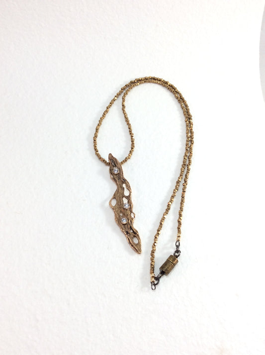 Bronze Cast Sterling Cholla and CZ Pendant