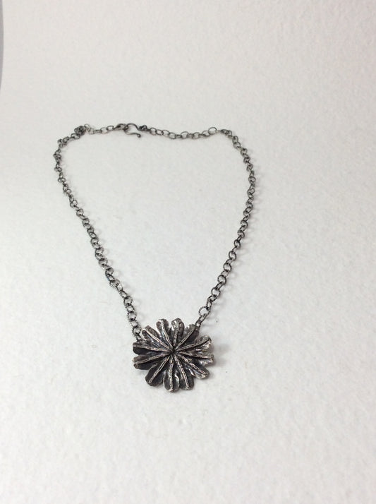 Sterling Cast Flower Pendant